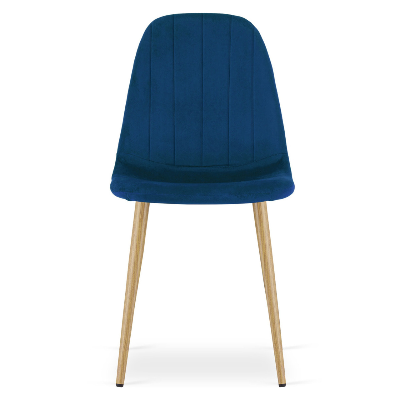 Set di 4 sedie Padva in velluto blu e gambe effetto rovere
