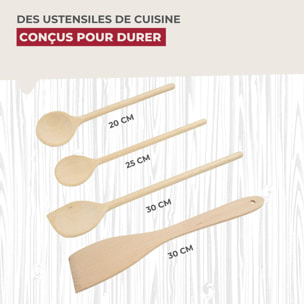 Set de 4 ustensiles de cuisine en bois FSC Fackelmann Nature