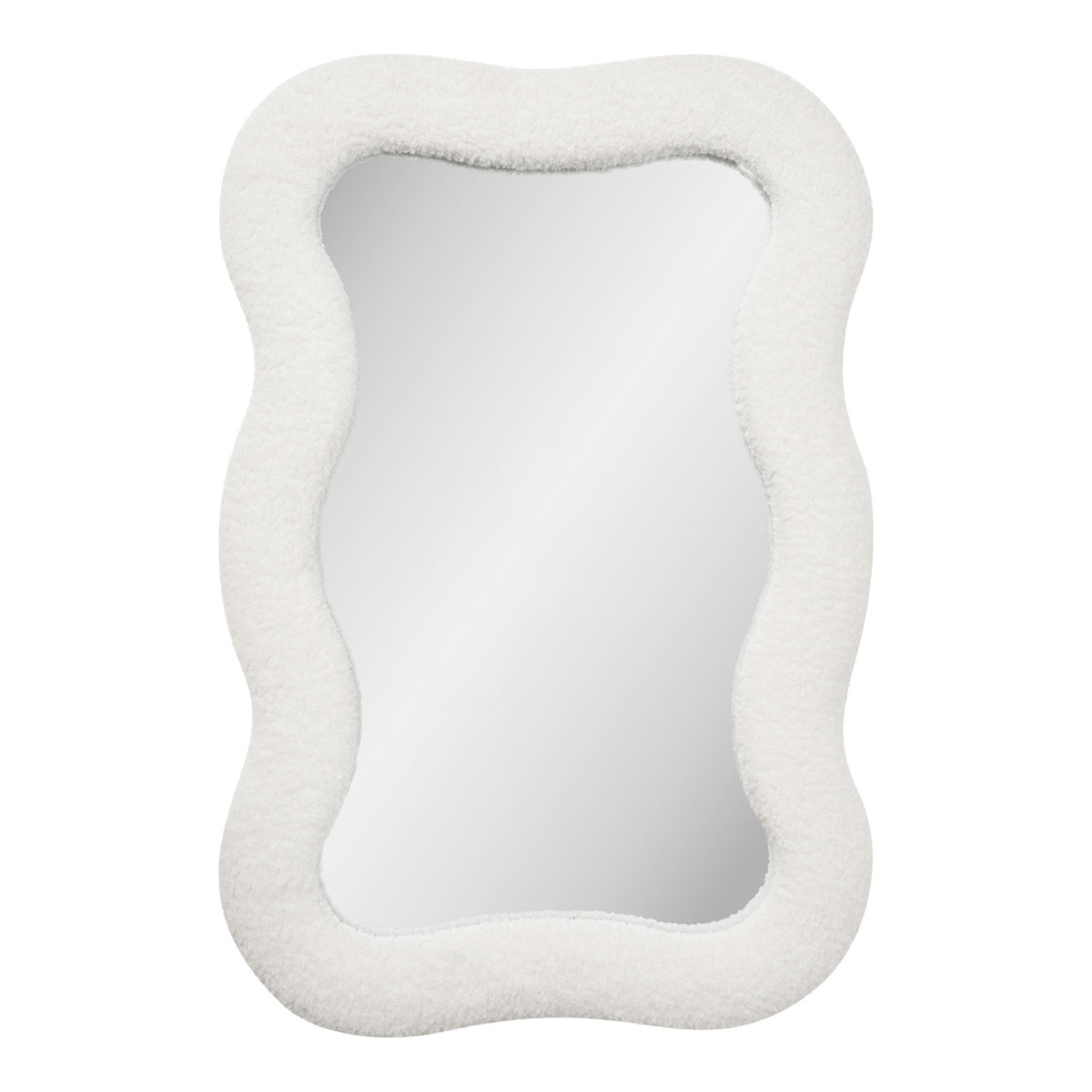 Specchio da parete Bosaro con cornice in teddy bianco 80x54 cm