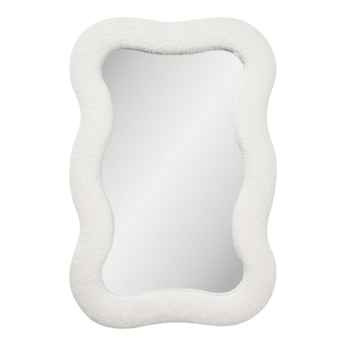 Specchio da parete Bosaro con cornice in teddy bianco 80x54 cm