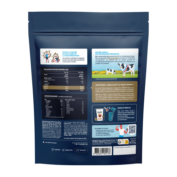 Nutri&Co Protéines Whey Isolat Native 94% en poudre - 900gr Goût Chocolat
