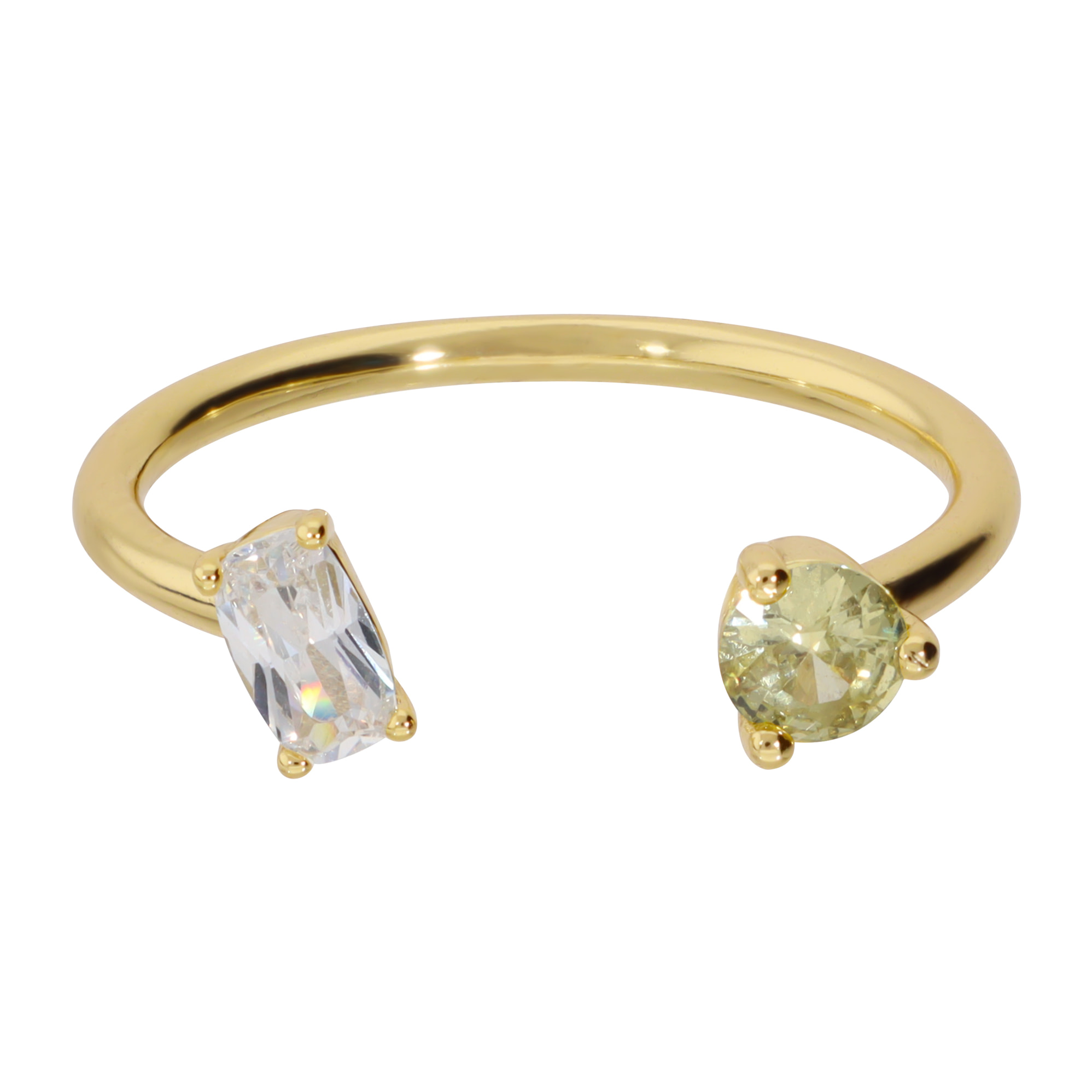 Anello Contrarié con Cubic Zirconia Lilla e Verde