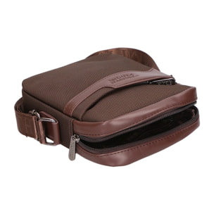 Borsa a tracolla uomo - Modello False - Pelle PU e Tessuto - 18.0 x 21.0 x 4.0 cm
