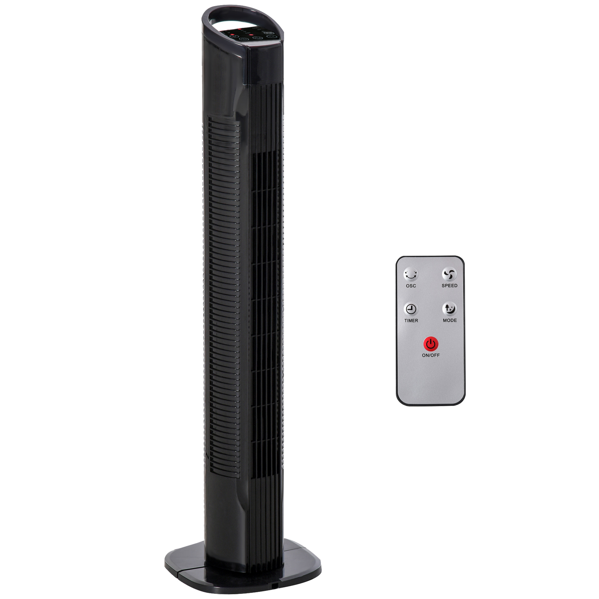 Ventilador de Torre Ventilador Vertical 50W con Mando a Distancia 3 Velocidades Pantalla LED Temporizador 7,5h y Oscilante 70° Ø20x78,5 cm