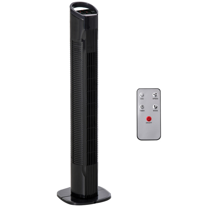 Ventilador de Torre Ventilador Vertical 50W con Mando a Distancia 3 Velocidades Pantalla LED Temporizador 7,5h y Oscilante 70° Ø20x78,5 cm