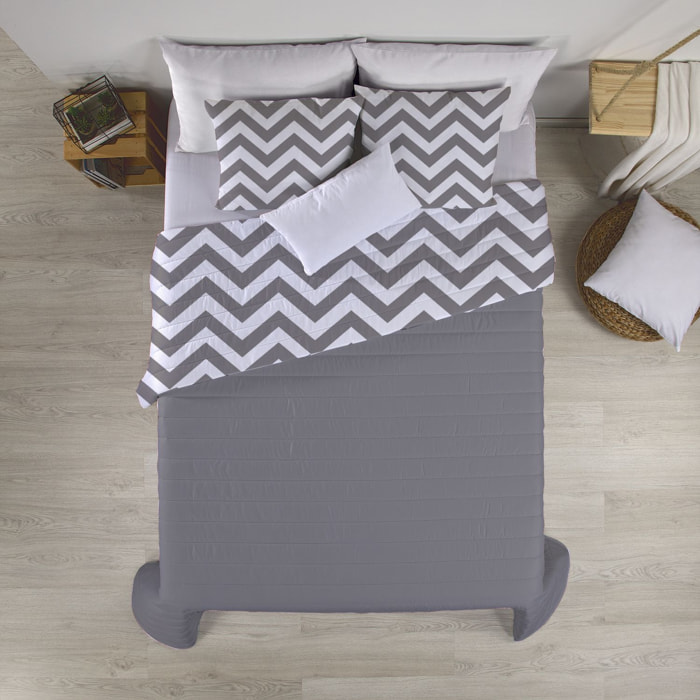 Pack colcha + 2 fundas de cojín WIDE LINE PIEDRA Nordic-Home