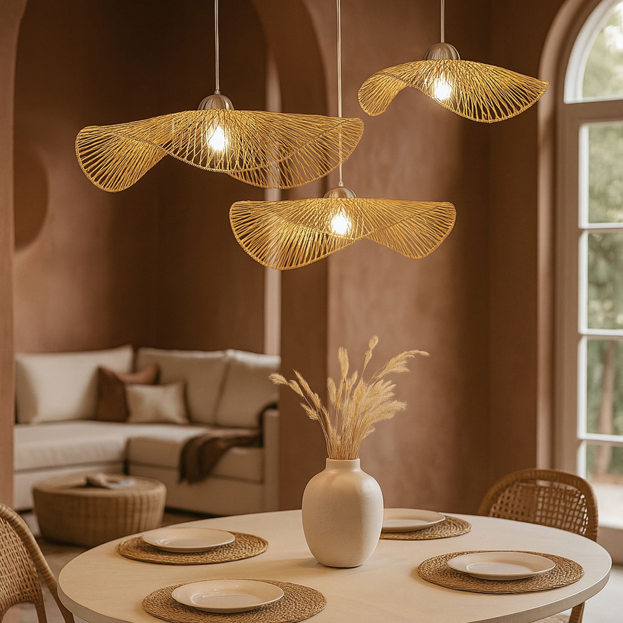 Suspension en bambou tressé 100cm CARAVELLE