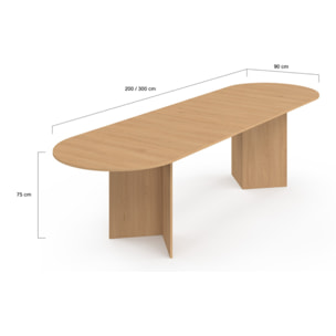 Table à manger extensible Gabin 200-300cm effet hêtre