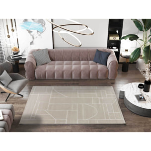 HL-ETHNIC Alfombra geométrica de pelo corto en color crema, varias medidas disponibles