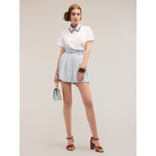 Motivi - T-shirt con colletto ricamato con pietre - Bianco