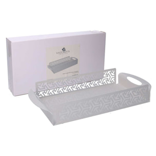 Vassoio in metallo frecce bianco rettangolare cm41x20h6,5