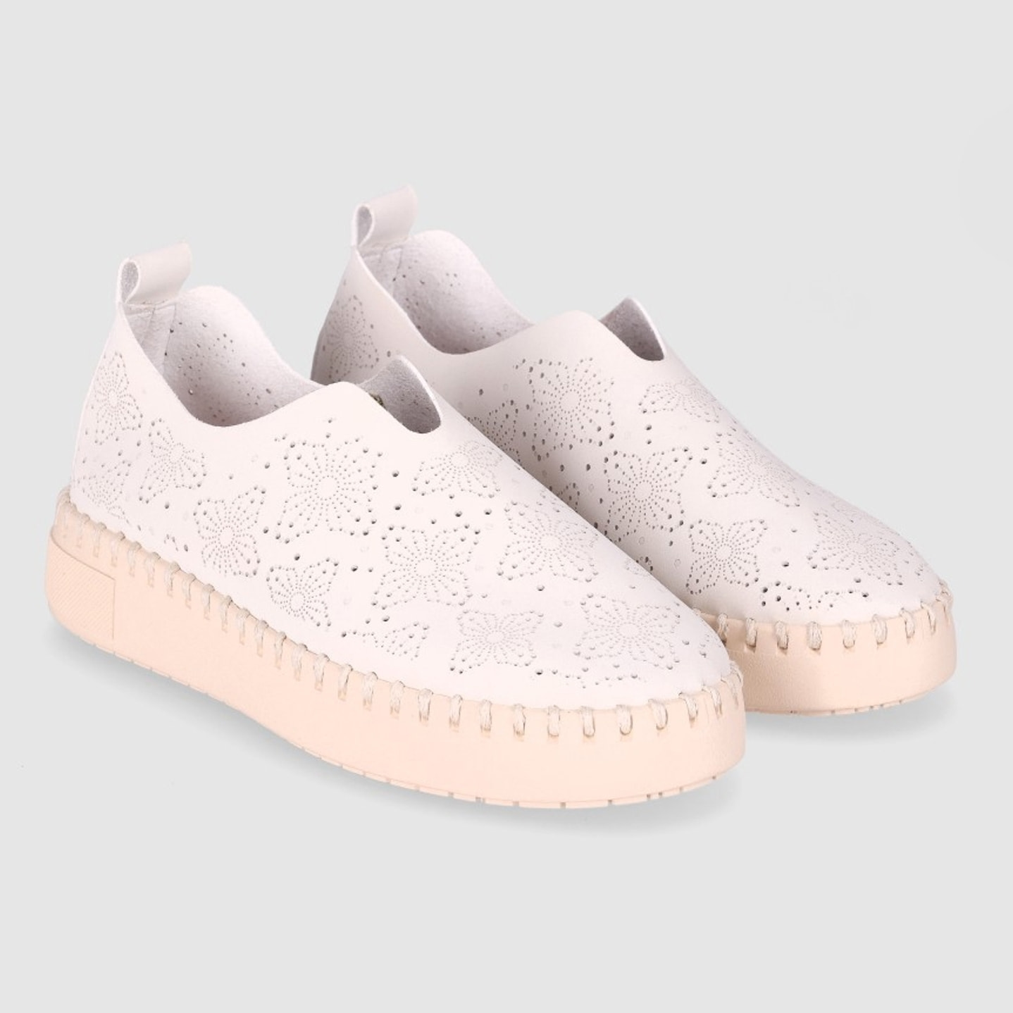 Zapatos de Piel Sintética - Beig - Tacón: 4 cm