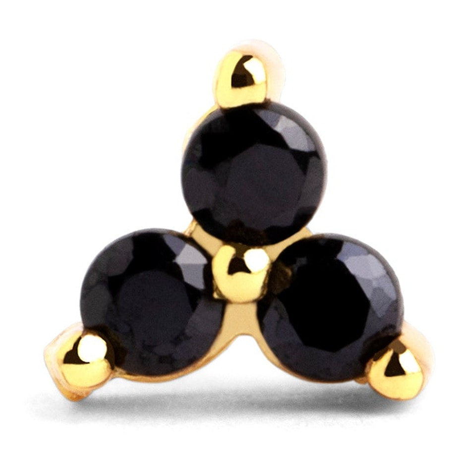 Orecchino singolo Trebol Black Argento Placcato Oro