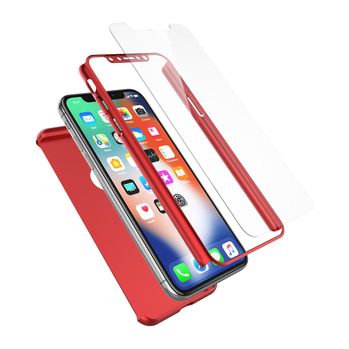 Carcasa full cover y cristal templado para iPhone X