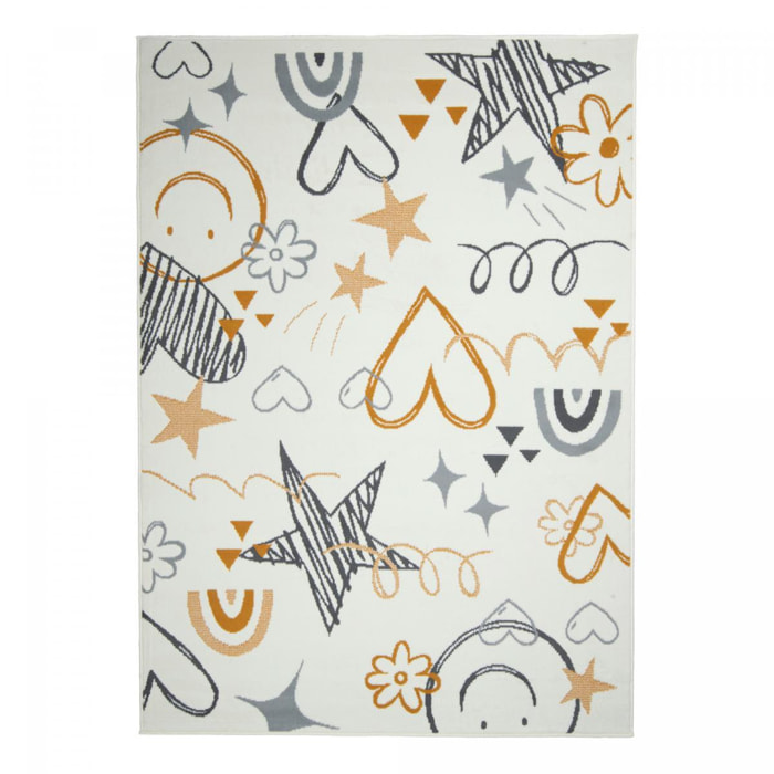 Tapis enfant KIDA, motifs ludiques étoiles et cœurs