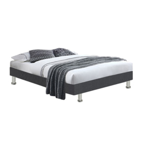 Ensemble matelas et sommier 90x190 cm en tissu gris - LOIRE