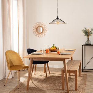 Chaise "Slano" - jaune ocre - velours - pieds métal noir
