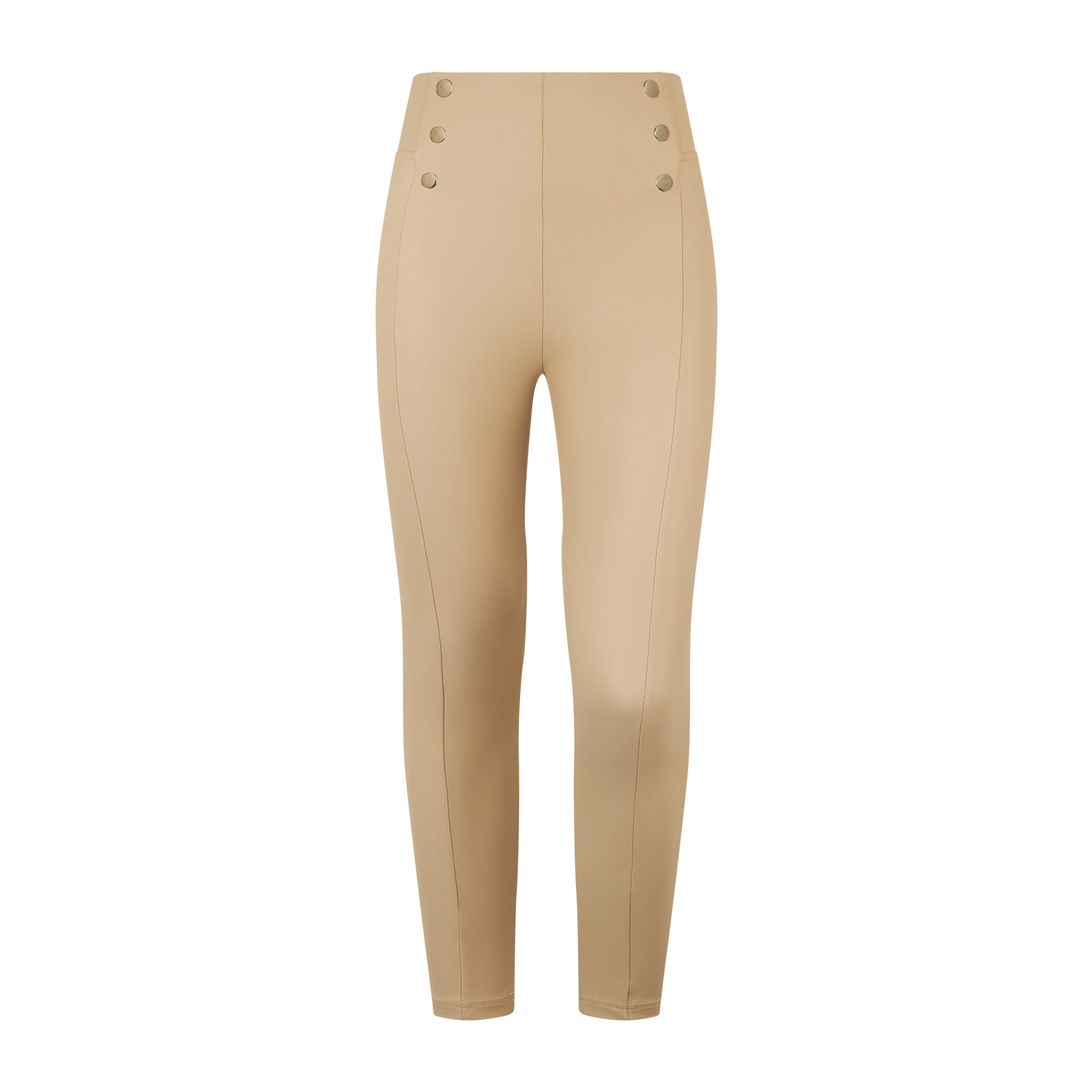 Pantaloni WR.UP 7/8 similpelle vita alta con bottoni deco