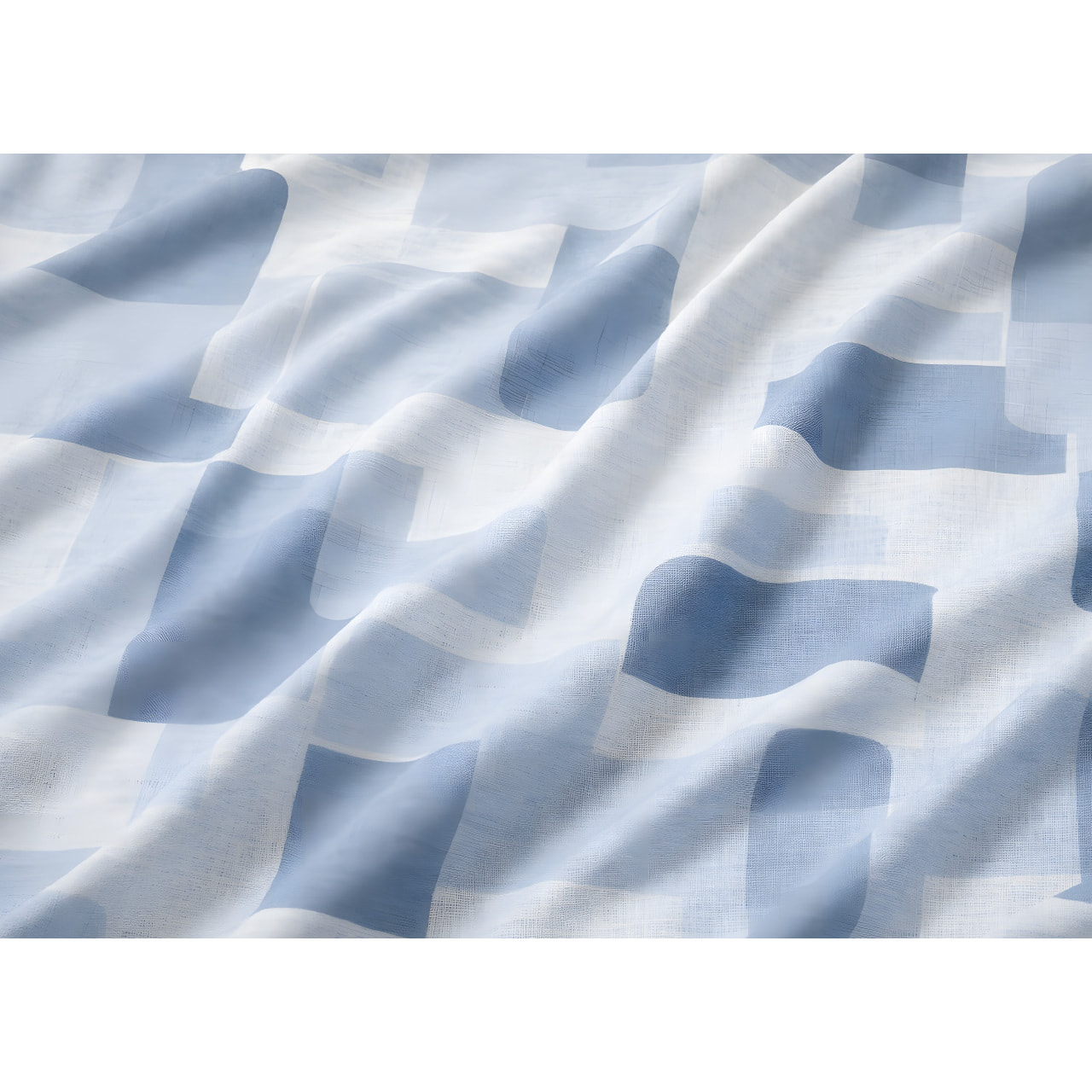 Parure Copripiumino 100% Cotone Made In Italy Fantasia Geometrica Disegno Brick Azzurro