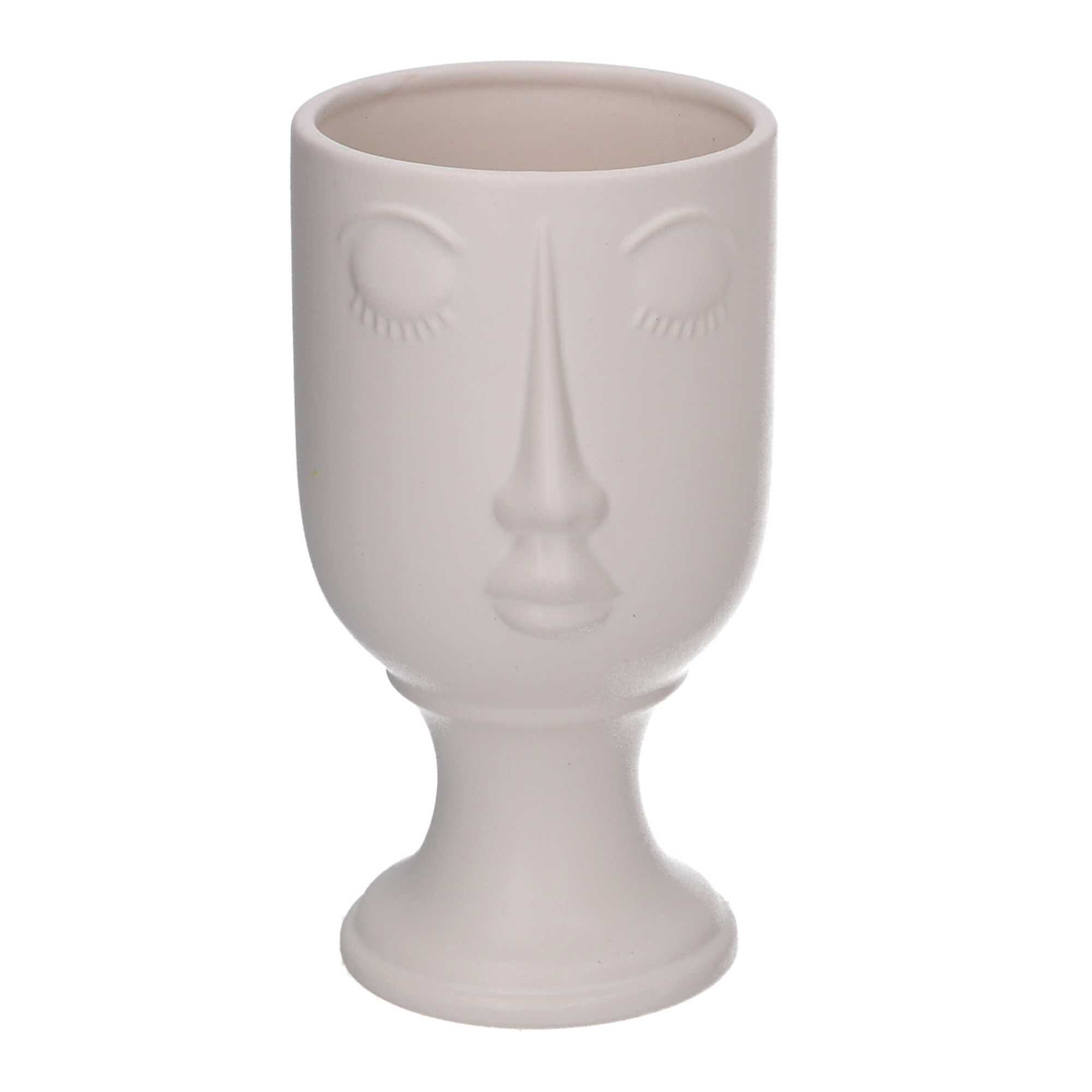 Portavaso in ceramica viso bianco cm12x11,2h21