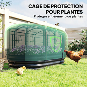 Carré potager de jardin - cage de protection - cadre en acier galvanisé - 180 x 90 x 93 cm - gris et vert