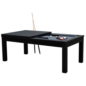Table de billard convertible noire tapis gris - Eddie