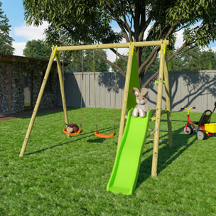 Balançoire en bois 2,30 m Topwood DANI - 4 enfants