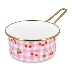 Casserole 16cm en acier émaillé avec motif cerise - tous feux VICHY