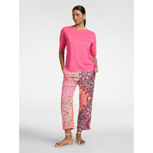 Elena Mirò - Pantalones estampados de viscosa - Naranja sol