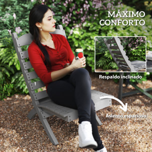 Silla de Jardín de Madera Silla de Exterior con Diseño Listones y Respaldo Inclinado Carga 120 kg para Balcón Patio Terraza 78x48x76 cm Gris