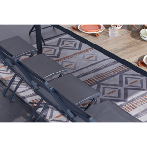 Ensemble table aluminium effet bois et 10 chaises NAIROBI