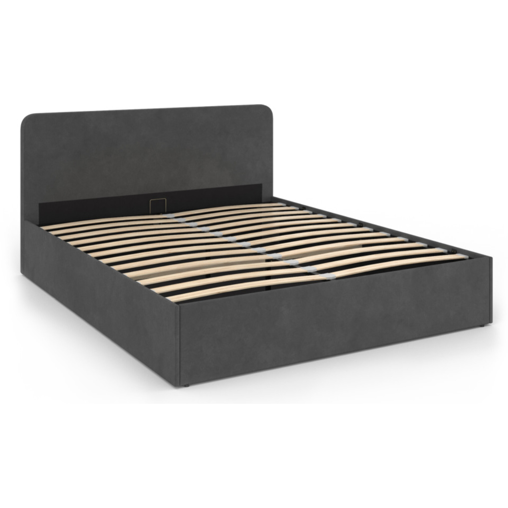 Lit avec tete de lit arrondie Louise - Velours gris