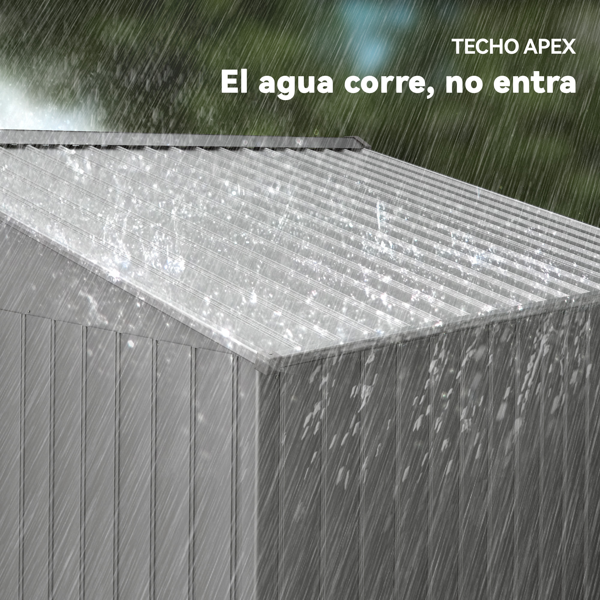 Caseta de Jardín Exterior 4,9 m², 277x195x192 cm, Cobertizo de Jardín Exterior Metálico con Puerta Corredera, Ventilación y Kit de Fundación, para Almacenamiento de Herramientas, Gris