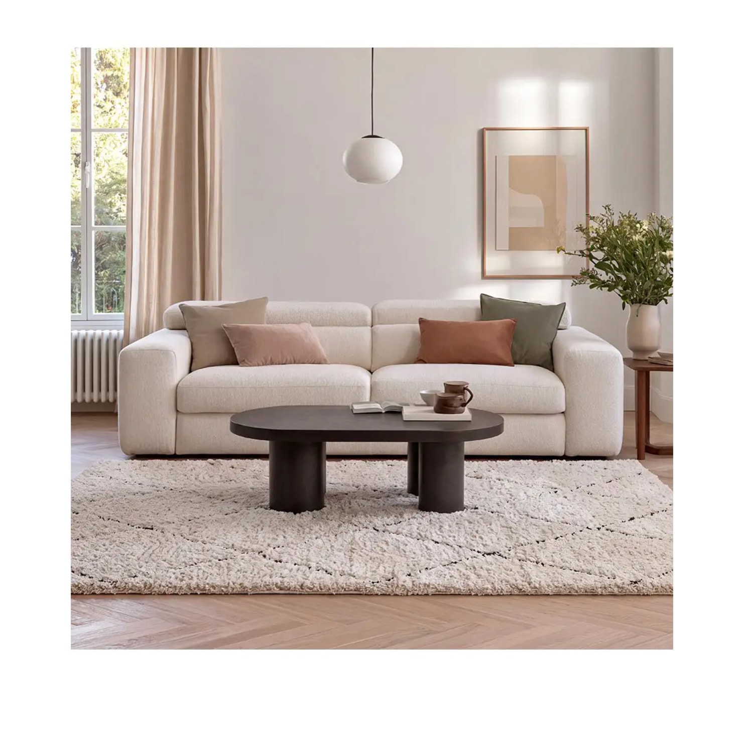 ATESA Alfombra shaggy suave estilo escandinavo crema, varias medidas disponibles