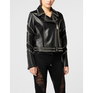 PHILIPP PLEIN Biker Jacket with Lace Inserts