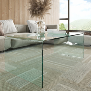 Tavolino Basso da Salotto Rettangolare in Vetro e Curvato (110 x 43 x 60 cm)- Luxury Z-01 - Design curvo e Moderno