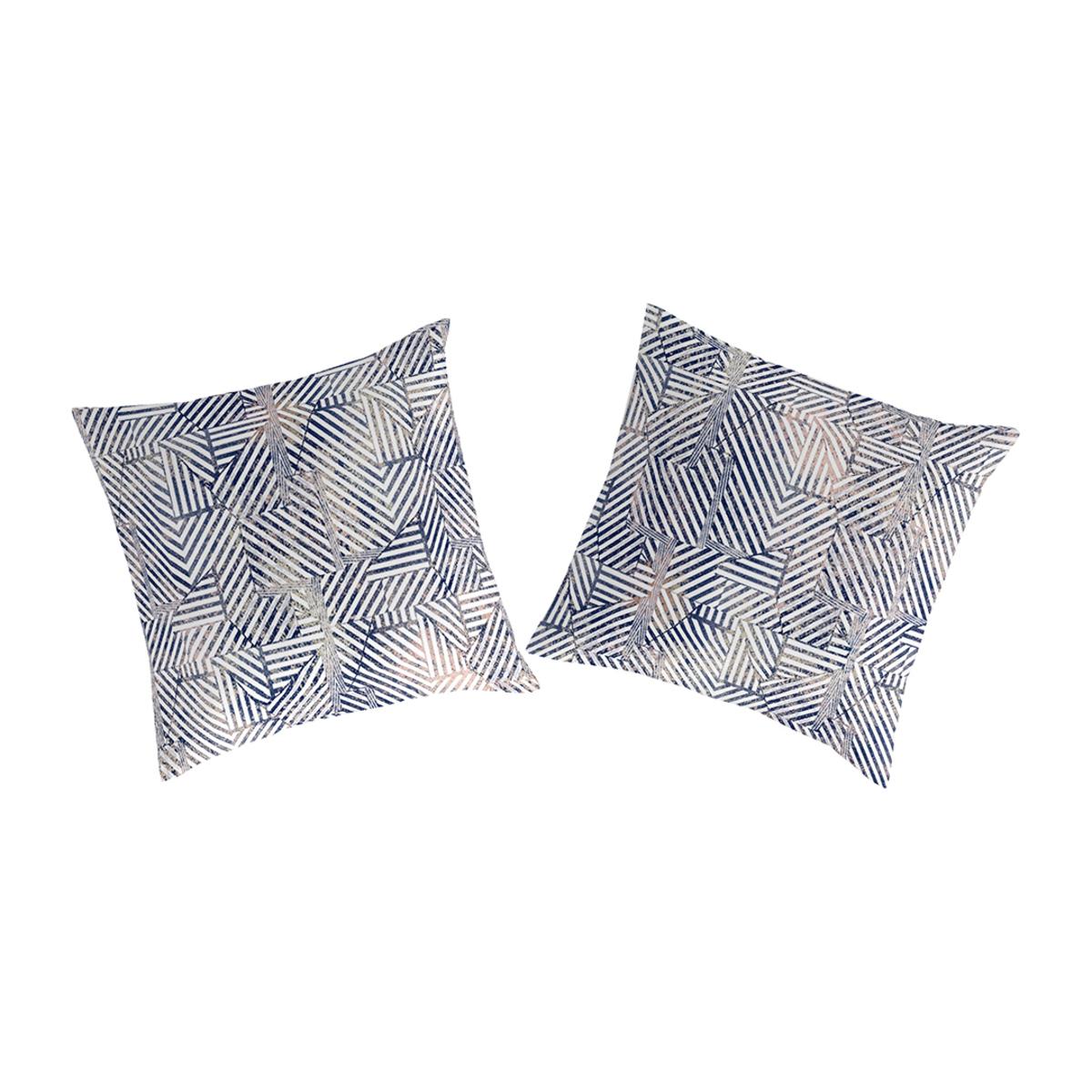 2 Fundas de almohada RAHIN azul/beige 65x65 cm - 100% algodón -