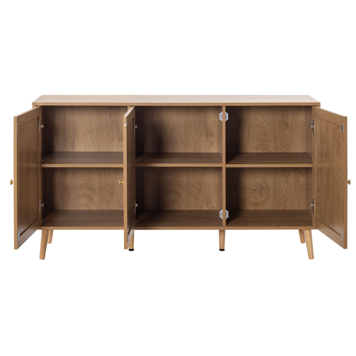 Goto - buffet bas - effet bois et cannage - 140 cm - Bois