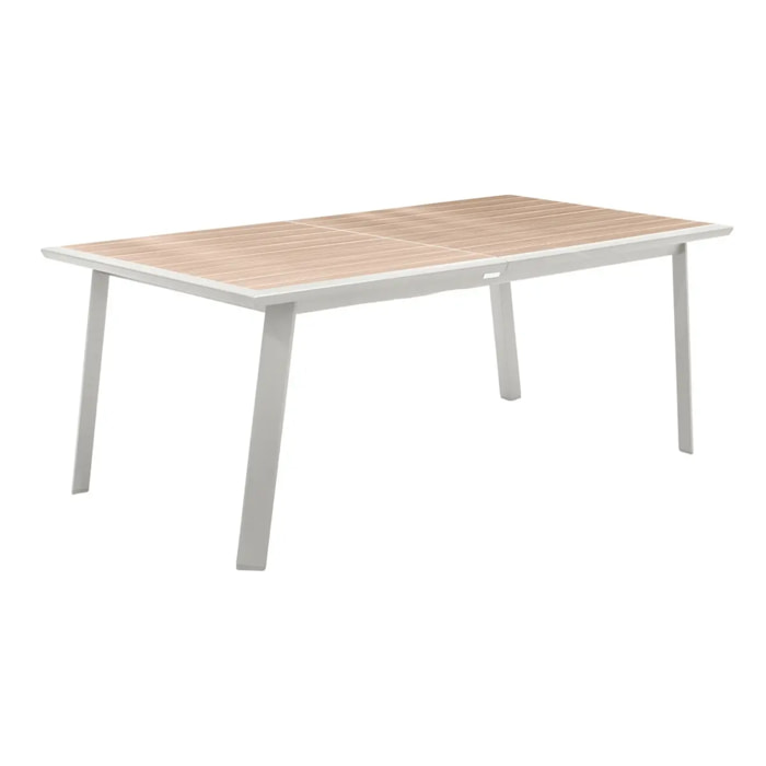 Table de jardin extensible "Pavane" lin & blanc 12 places en aluminium traité époxy