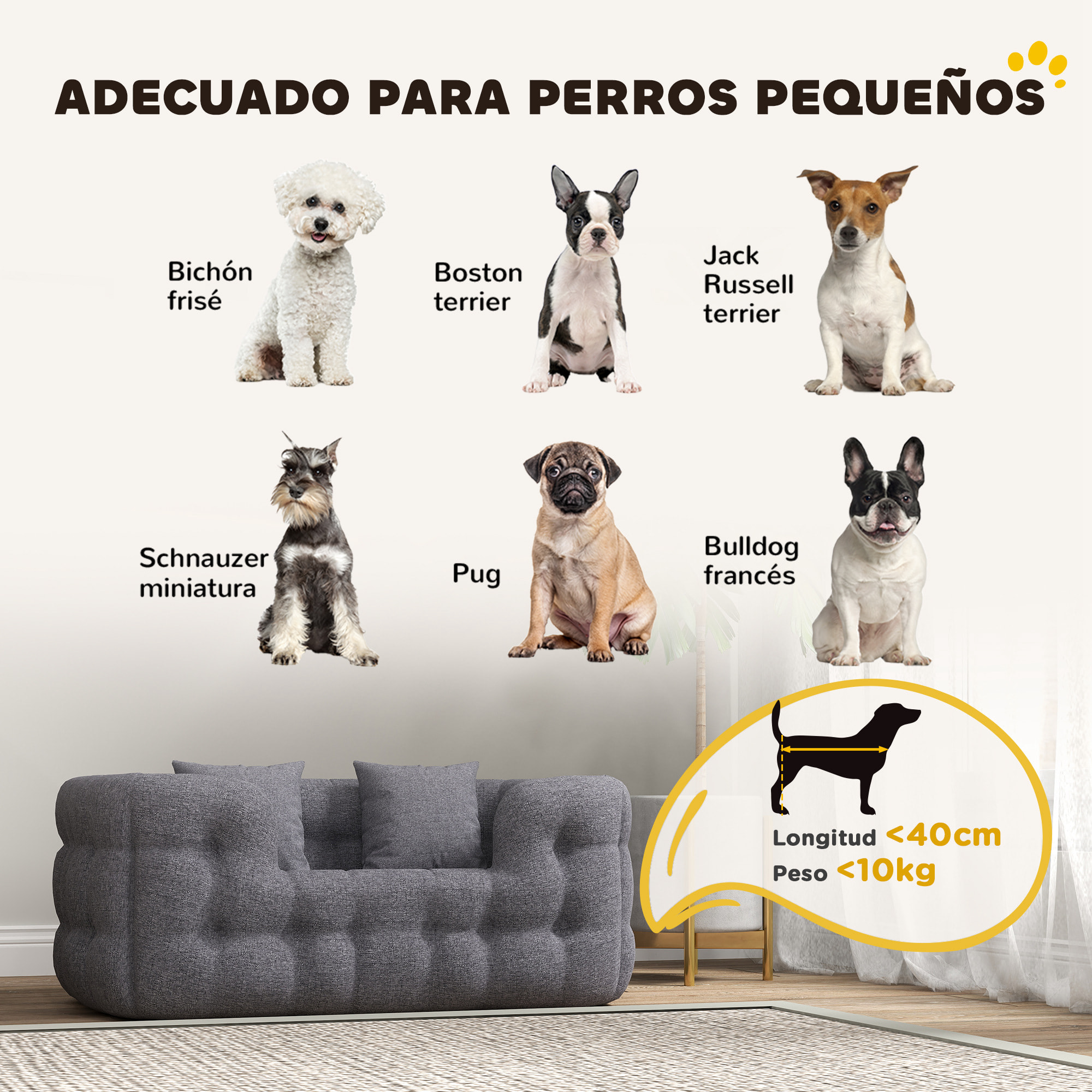 Cama para Perros Pequeños Cama para Mascotas con 2 Almohadas Colchón para Perros con Base Antideslizante Funda Extraíble y Lavable 70x50x30 cm Gris