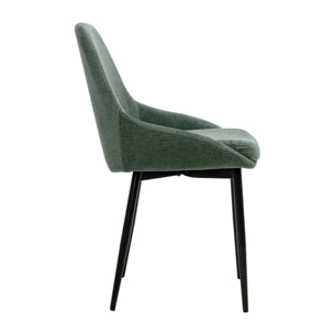 Chaises design en tissu chenille vert kaki et métal noir (lot de 2) HOLO
