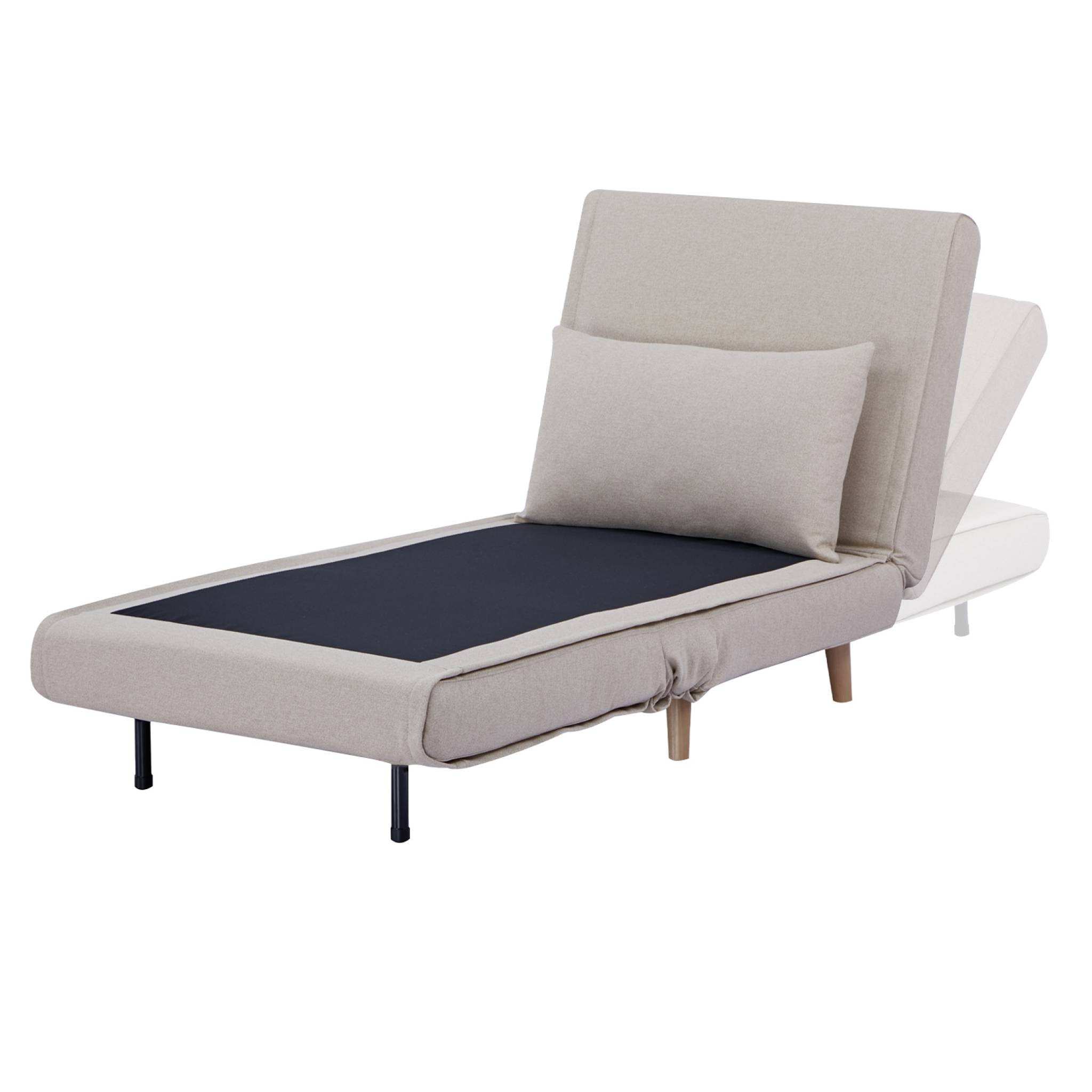 Chauffeuse convertible tissu piétement bois 1 place beige Guest