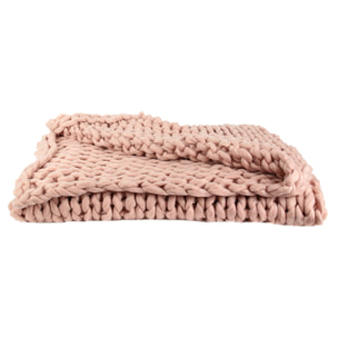 Plaid - HOME DECO FACTORY - Grosse Maille - Chunky - Rose