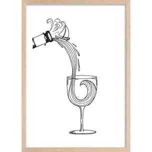 Poster vin des landes Affiche + cadre en bois - Chêne