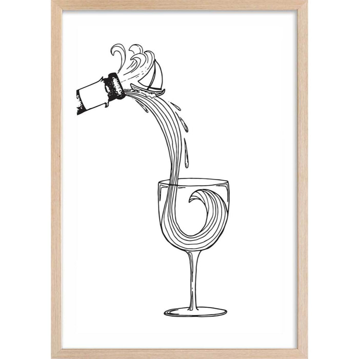 Poster vin des landes Affiche + cadre en bois - Chêne