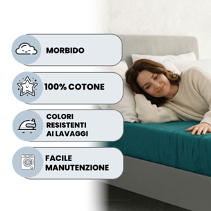 LENZUOLO SOTTO CON ANGOLI MAX COLOR, 100% COTONE MADE IN ITALY - MATRIMONIALE