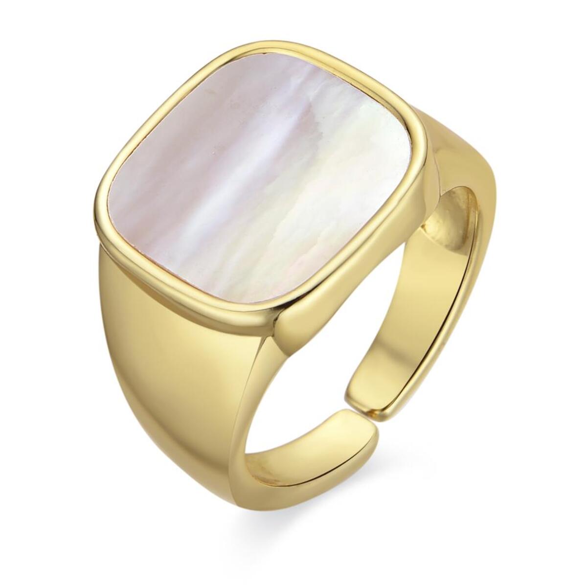 Anillo con Madreperla Blanca acabado oro 18k