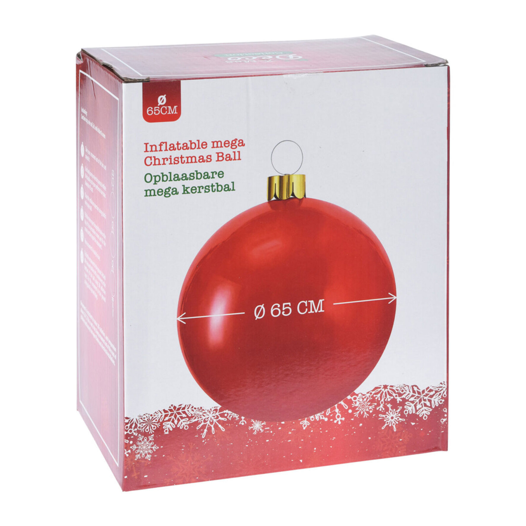 Bola de navidad inflable roja de 4,5cm con ventosa y accesorios