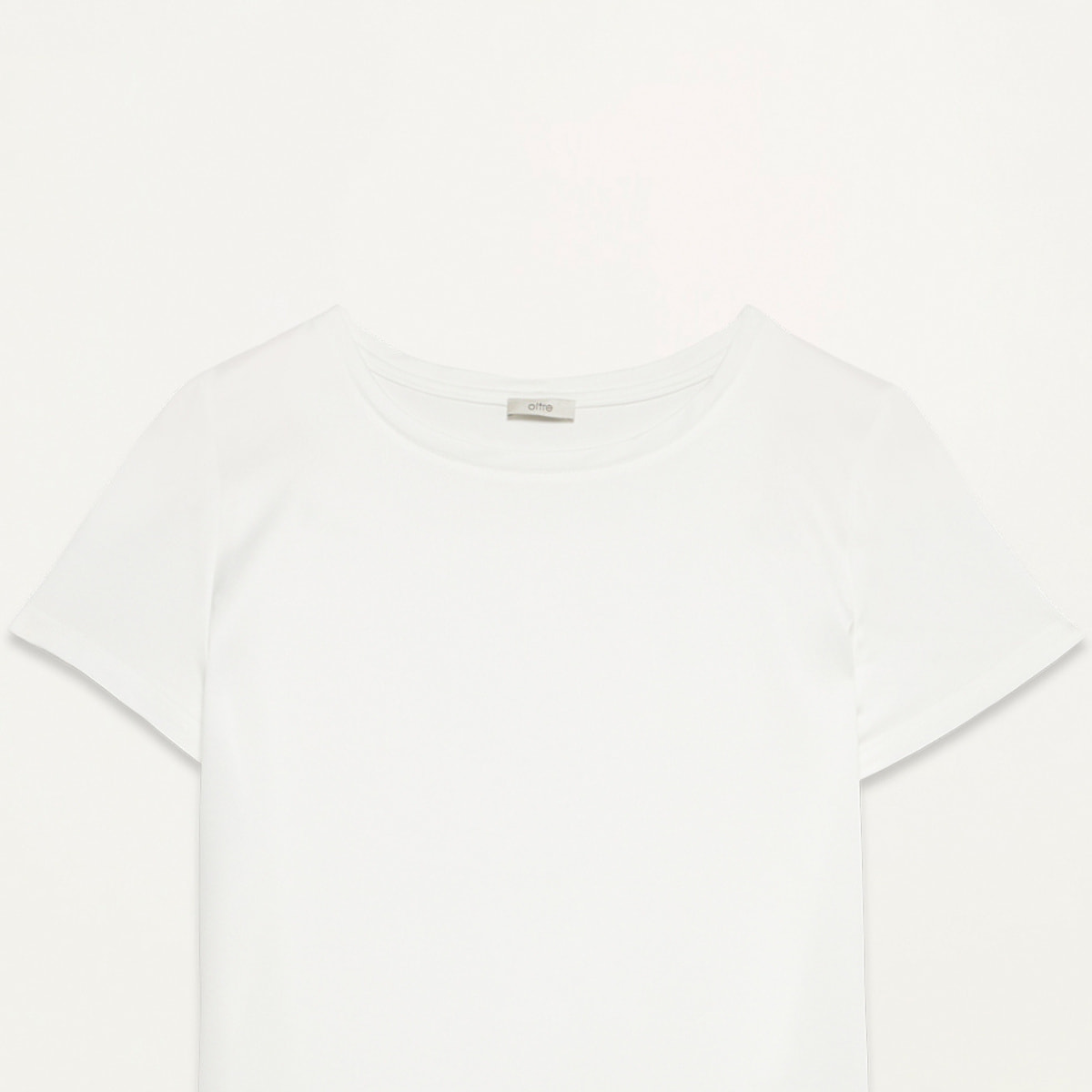 Oltre - Camiseta bimateria de cuello redondo - Blanco