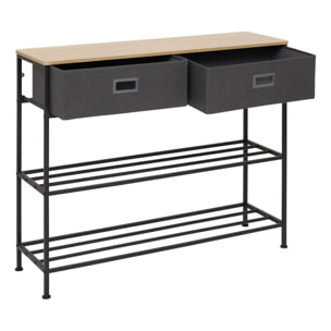Console 2 tiroirs Tissa avec range-chaussure gris foncé